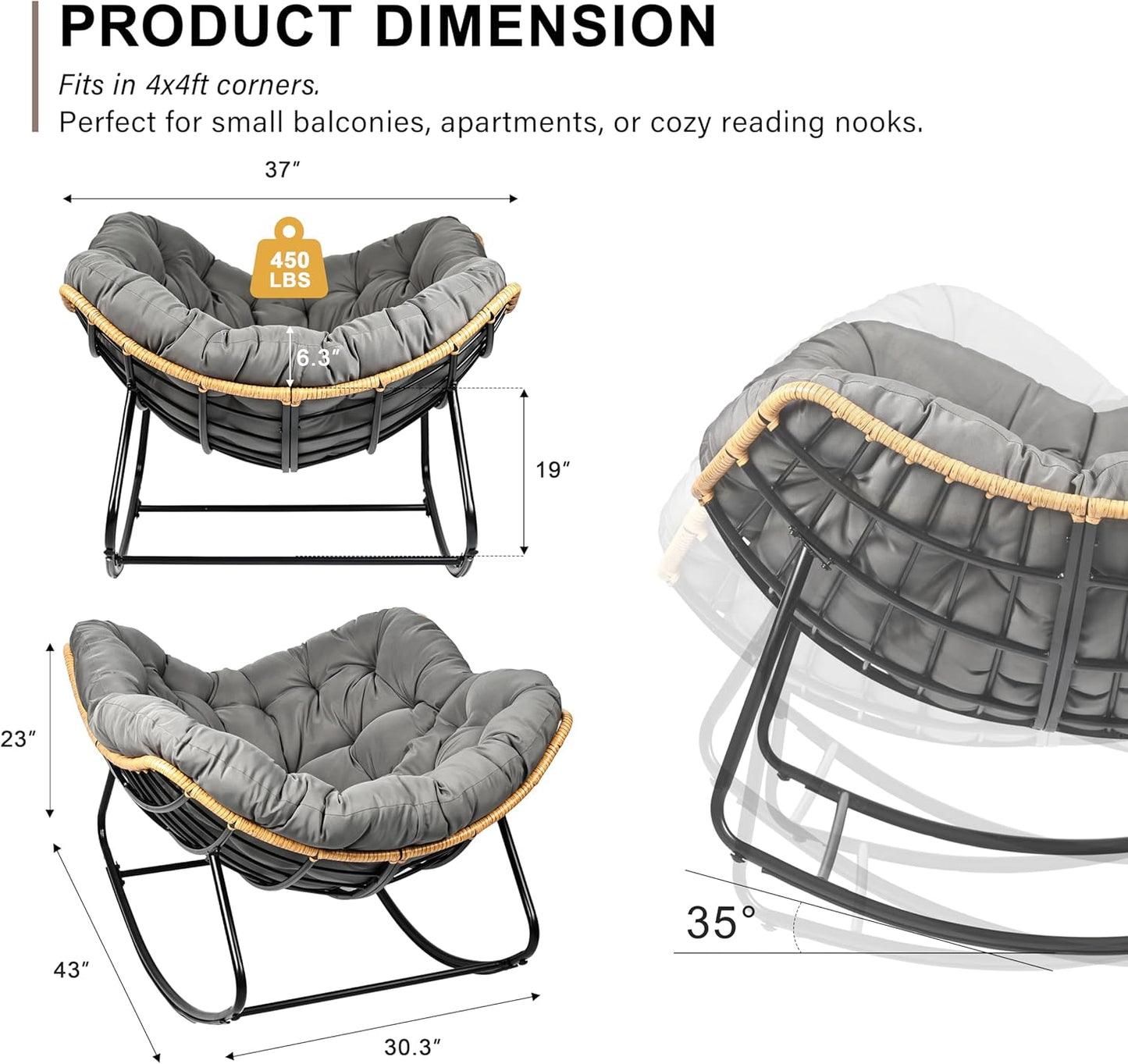 Oversized Egg-Shaped Rocking Recliner Chair
