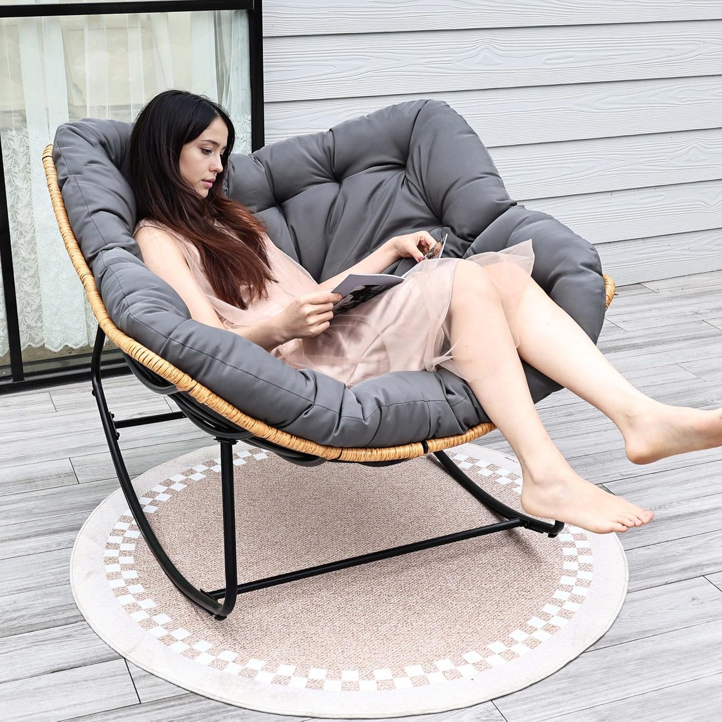 Oversized Egg-Shaped Rocking Recliner Chair